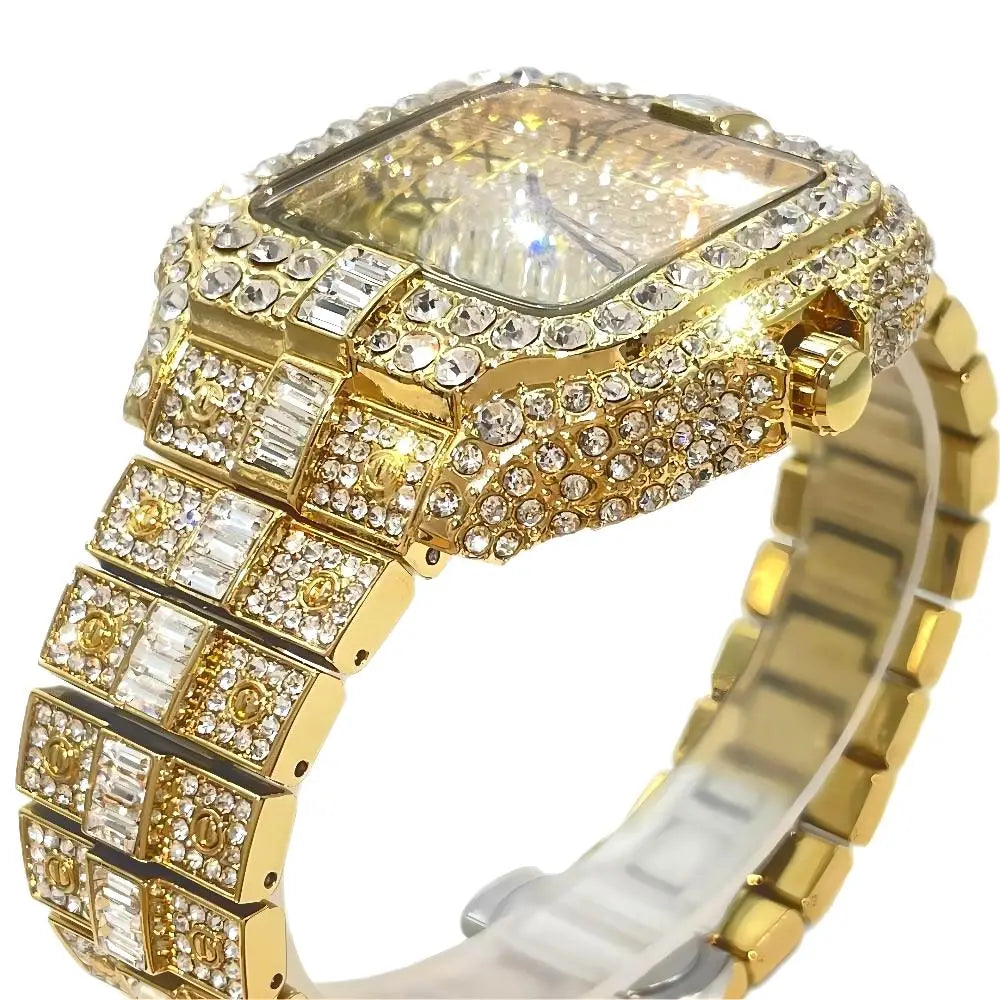 Cartier Style Iced Out Watch
