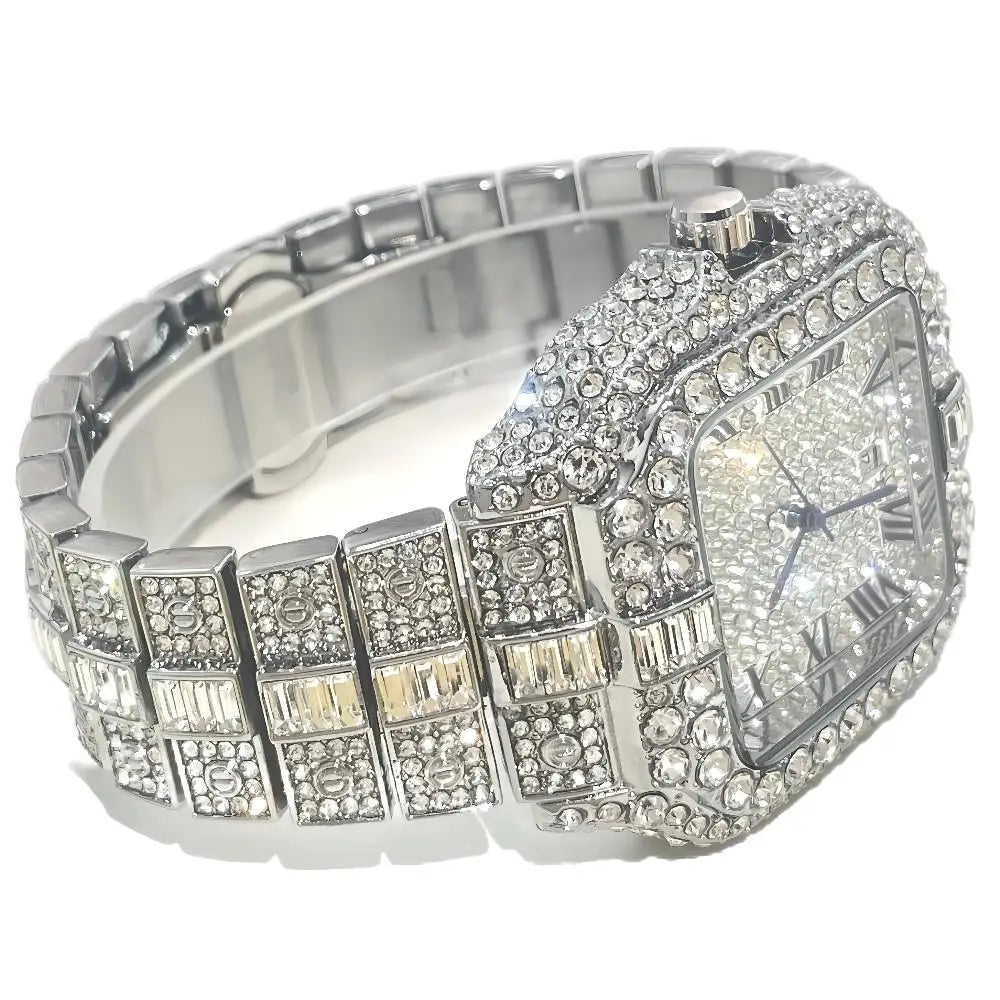 Cartier Style Iced Out Watch