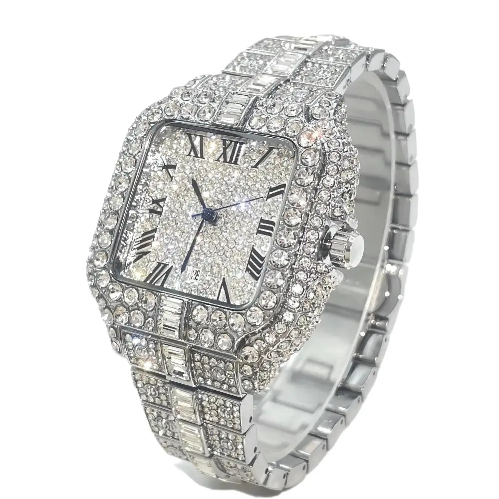 Cartier Style Iced Out Watch