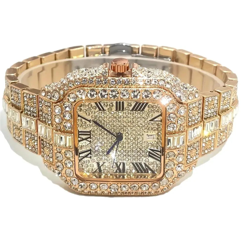 Cartier Style Iced Out Watch