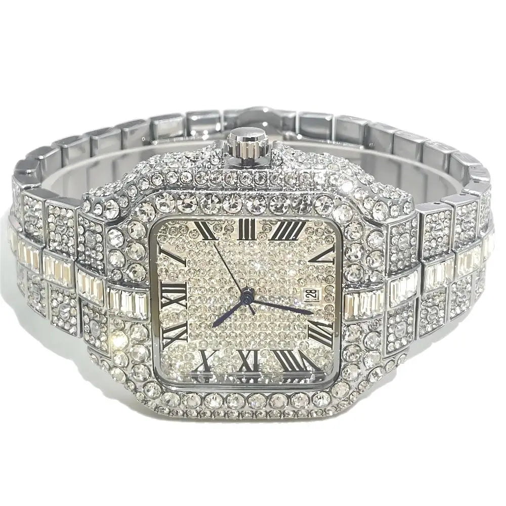 Cartier Style Iced Out Watch