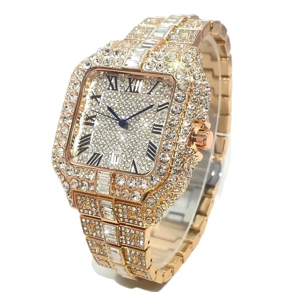 Cartier Style Iced Out Watch