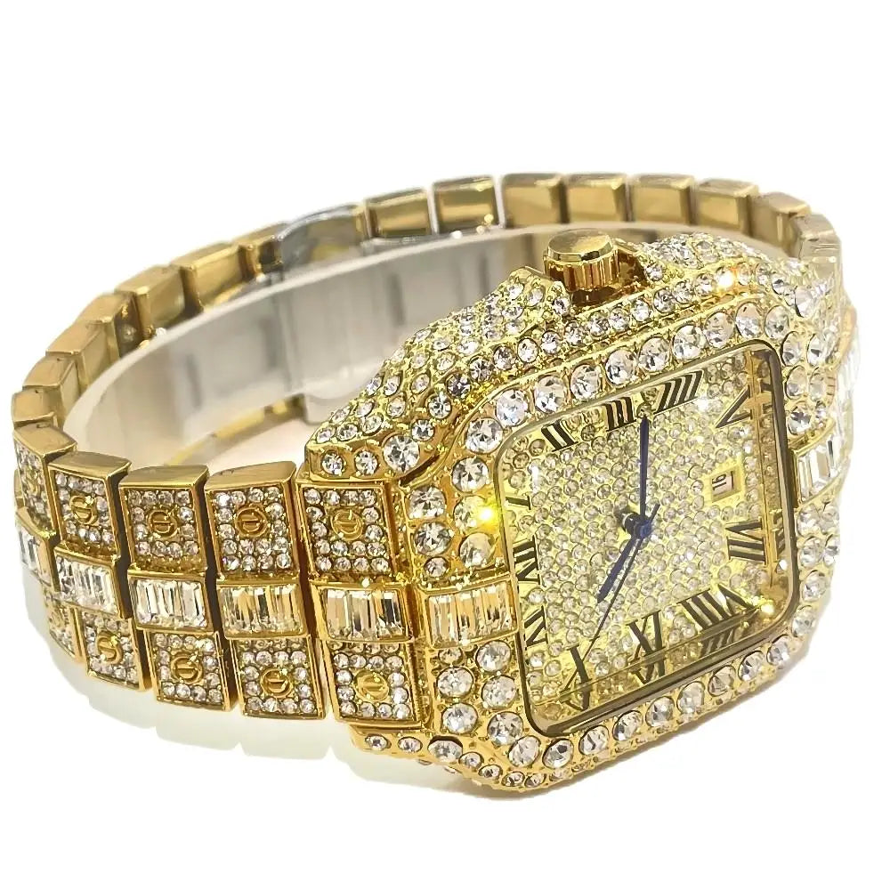 Cartier Style Iced Out Watch