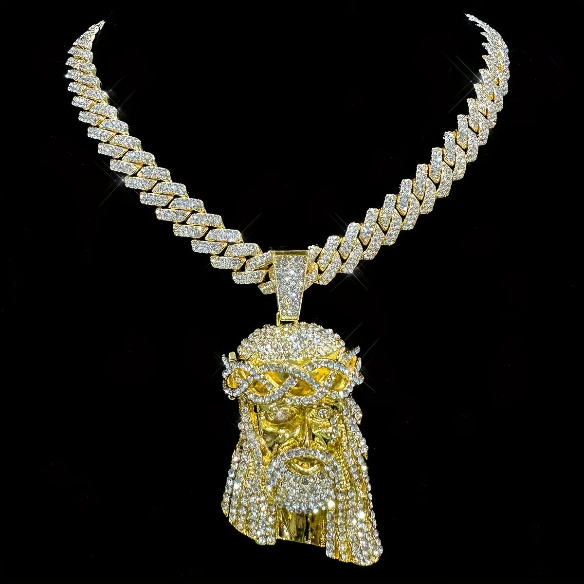 3D Iced Out Jesus Pendant Chain