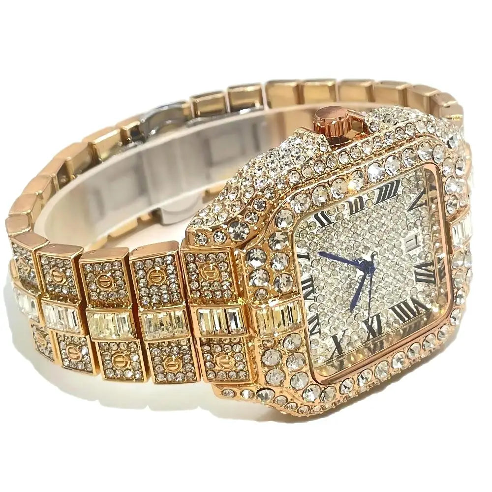 Cartier Style Iced Out Watch