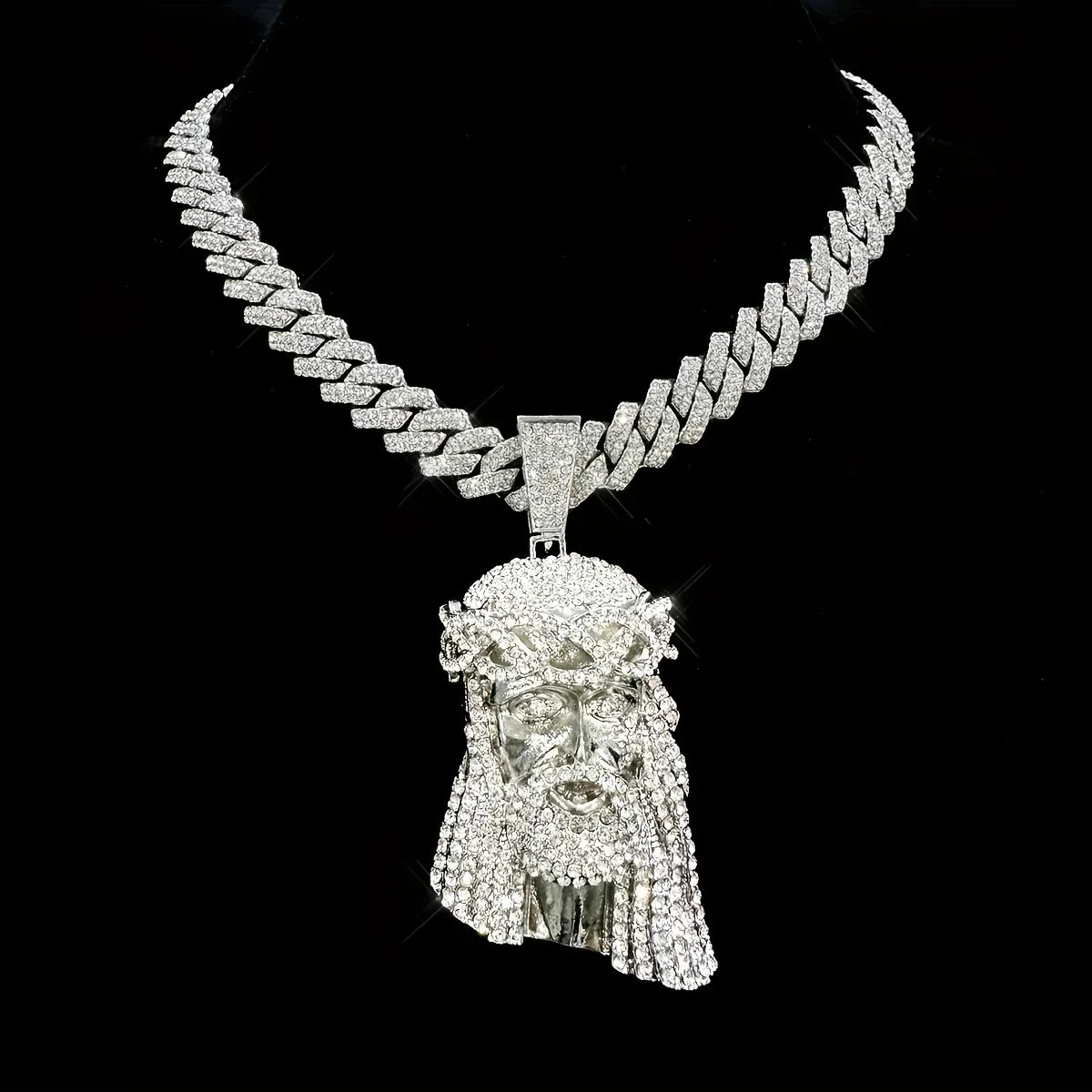 3D Iced Out Jesus Pendant Chain