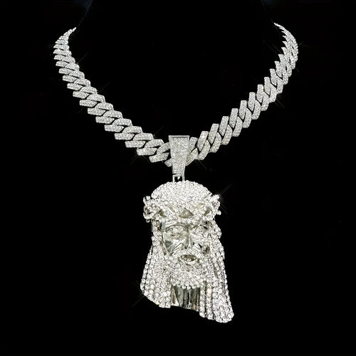 3D Iced Out Jesus Pendant Chain