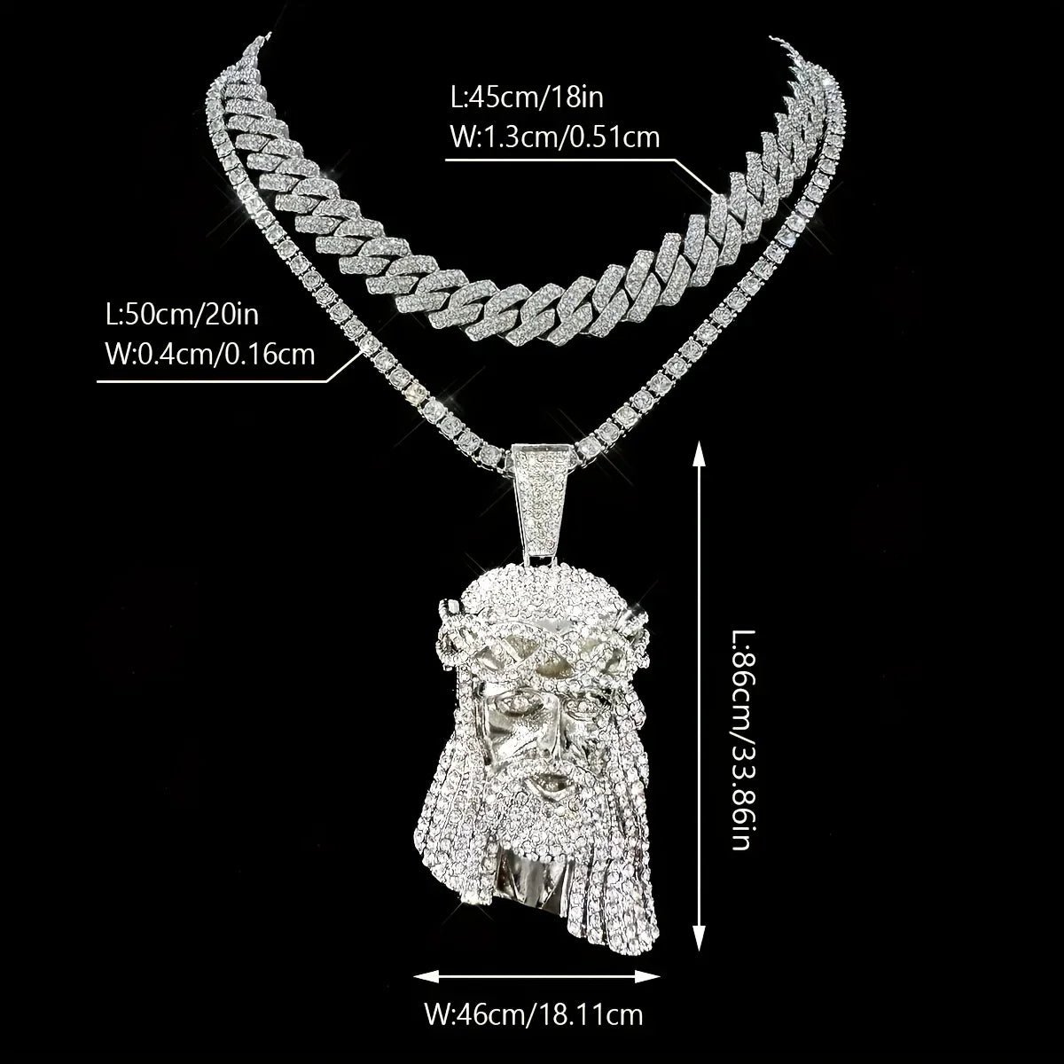 3D Iced Out Jesus Pendant Chain