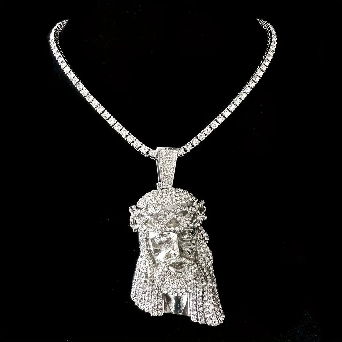 3D Iced Out Jesus Pendant Chain