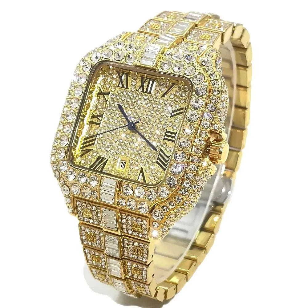 Cartier Style Iced Out Watch