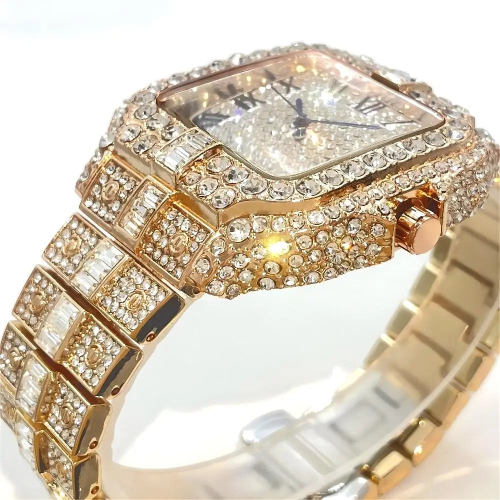 Cartier Style Iced Out Watch