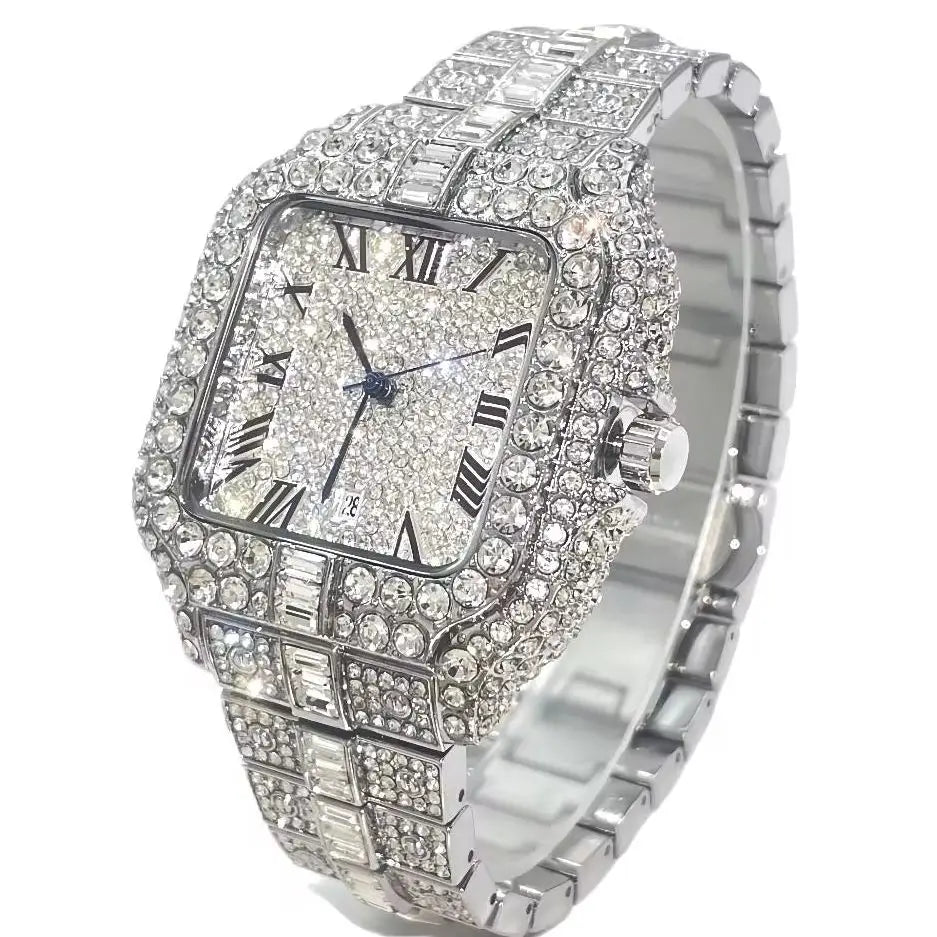 Cartier Style Iced Out Watch